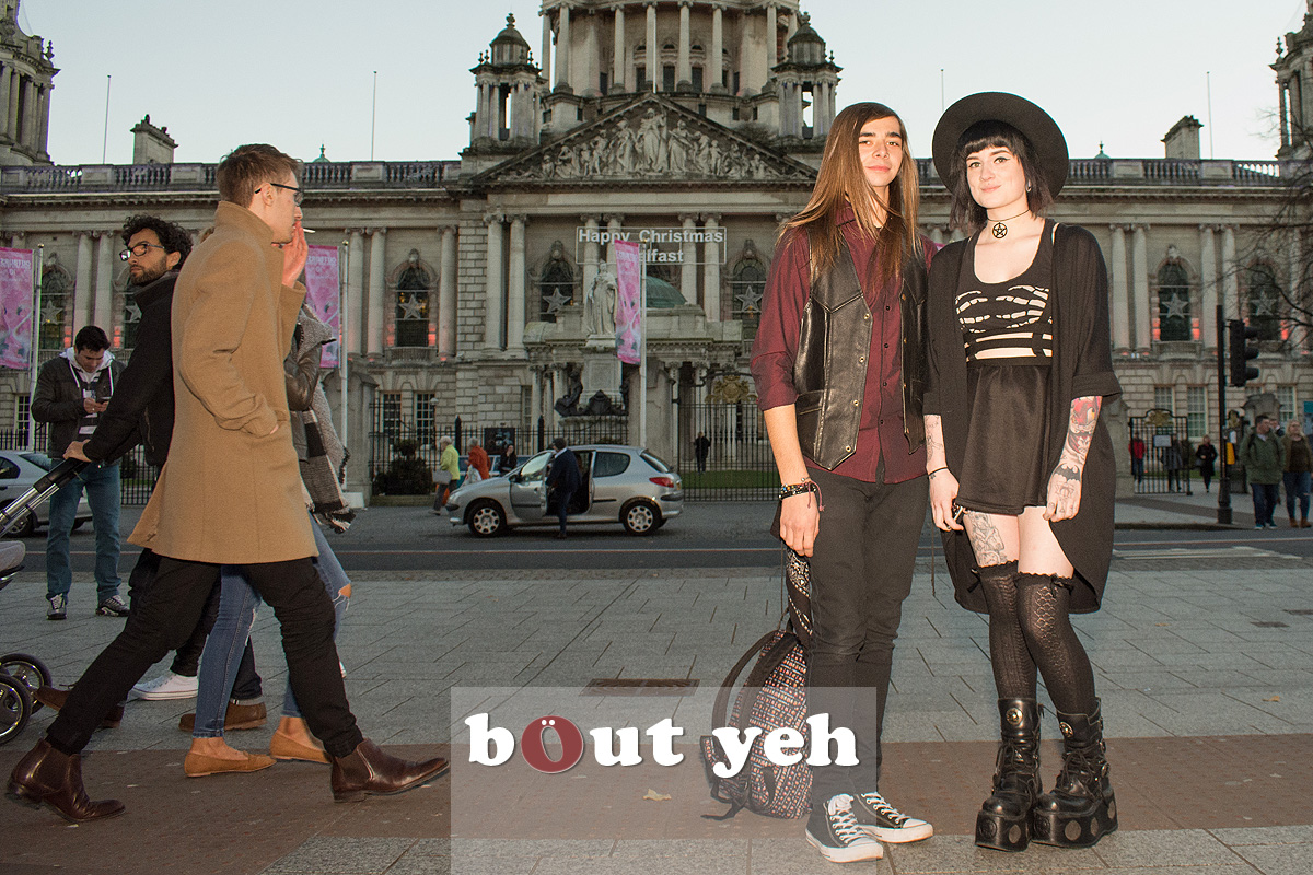 Young goth couple in Belfast. Photo 2561.