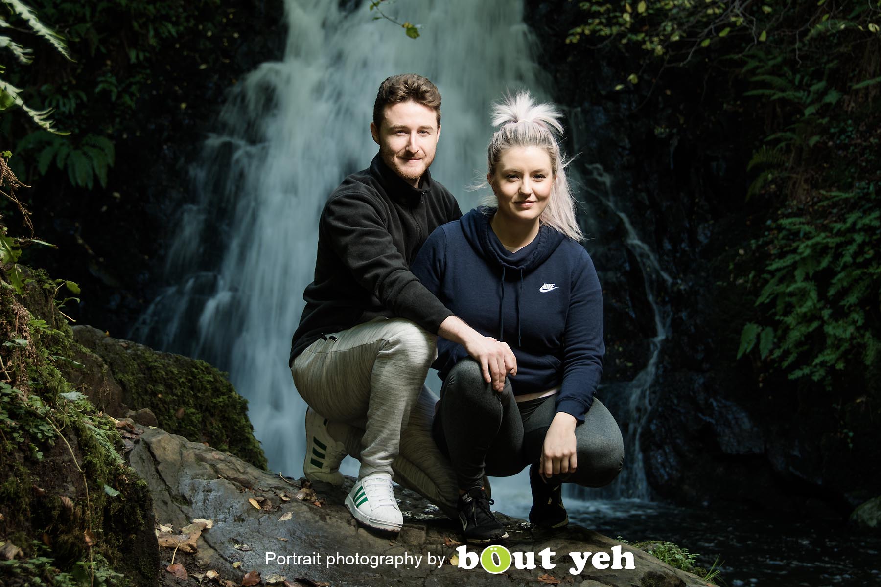 David and Joanna, at Gleno Waterfall, Northern Ireland - photo 9004.