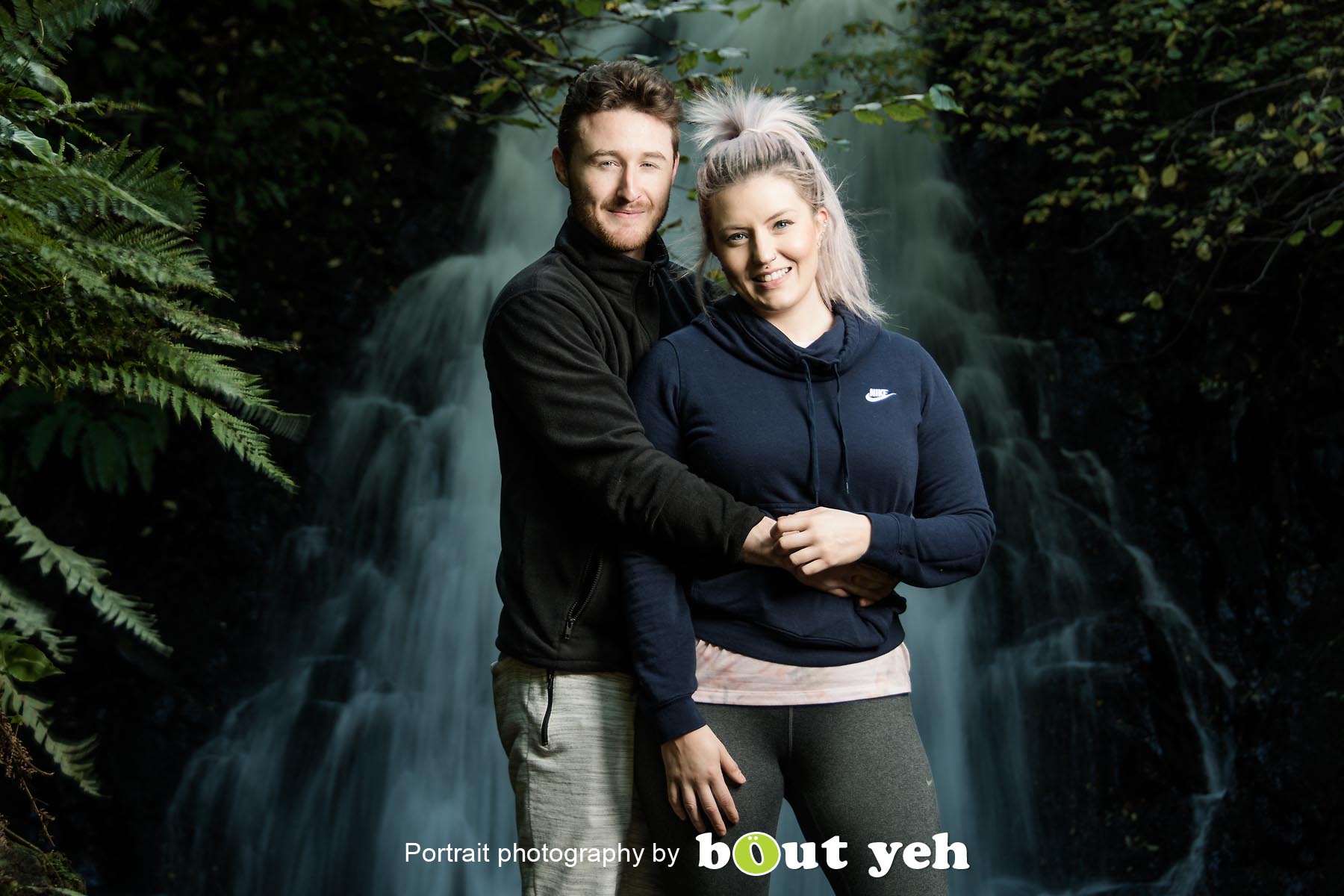 David and Joanna, at Gleno Waterfall, Northern Ireland - photo 9013.