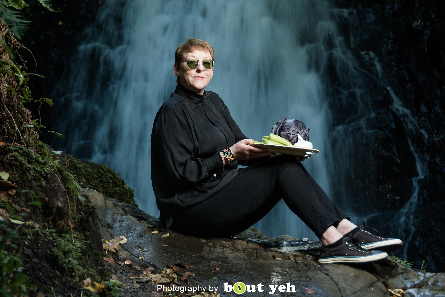 Kim, at Glenoe Waterfall, Northern Ireland - photo 9034.