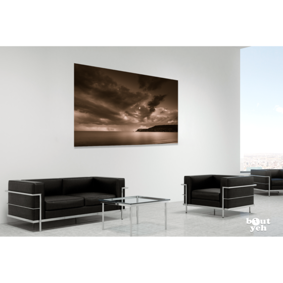 Carnlough Bay Irish landscape photograph in room setting, by Stephen S T Bradley, image 2536