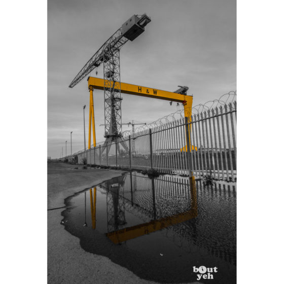 Harland and Wolff Shipyard by JMcL (H&W B&W) - photographic print for sale.