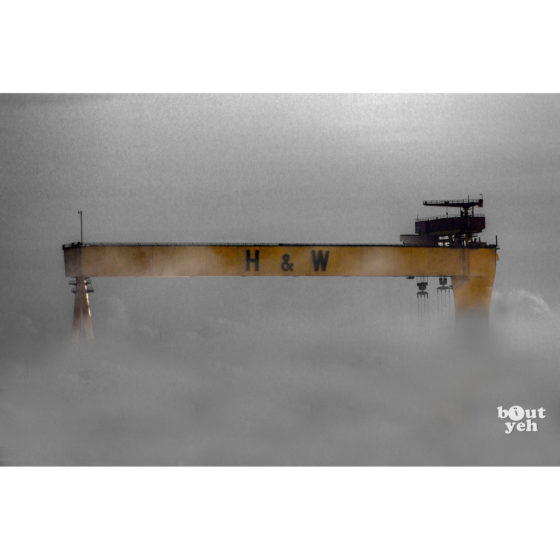 Giants in the Mist, Harland and Wolff, Belfast - photographic print for sale.
