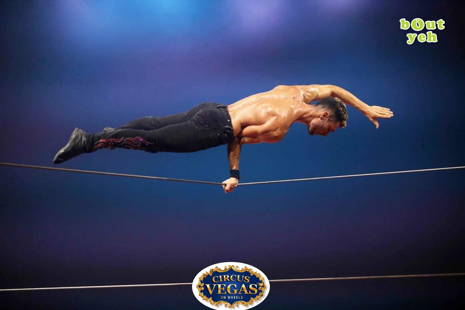 Social Media Marketing Consultants Belfast - Circus Vegas campaign photo of high wire performer. Photo by Bout Yeh used in a Social Media Marketing campaign across Bout Yeh's Social Media platforms for Circus Vegas On Wheels Ireland
