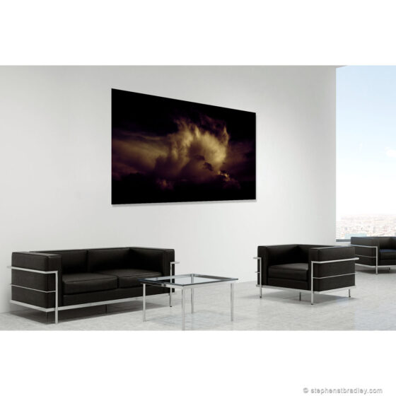 Loverly - limited edition photographic print in room setting of clouds over Rathcoole, Northern Ireland
