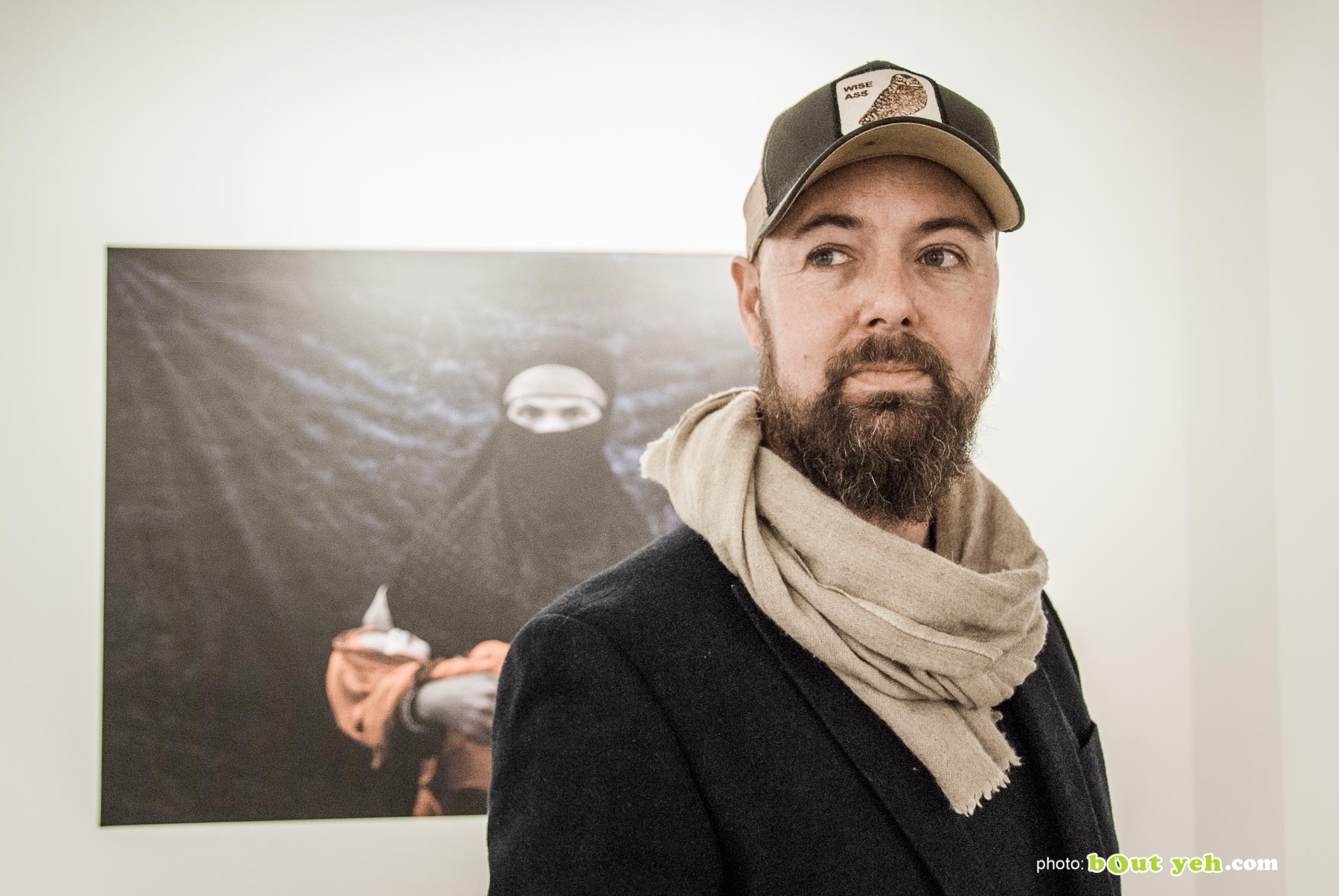 Rohingya - pulitzer prize winning photographer Cathal McNaughton at his exhibition of photographs at Belfast Exposed documenting the Rohingya. Photo 0664.