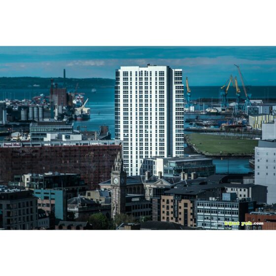 Obel Tower and Albert Clock Belfast photographed from Grand Central Hotel - photo 7471 print for sale.