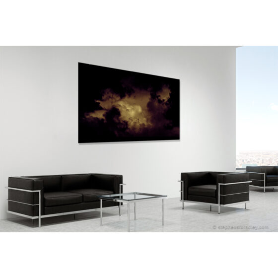 Wonderworld - limited edition photo in room setting of clouds over Cave Hill Belfast by photographer Stephen S T Bradley
