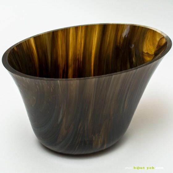 Bullseye eclipse bowl. streaky woodland brown, ivory and black photo 1680