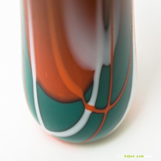 Contemporary green, white, orange tulip vase - Irish glassware photo 1 2