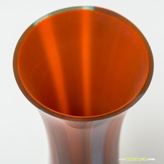 Contemporary green, white, orange tulip vase - Irish glassware TV(COI – O)001