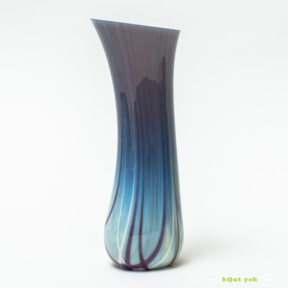 Contemporary hand made bullseye grey tulip vase by Chris Sheppard Irish glassware - photo TV003