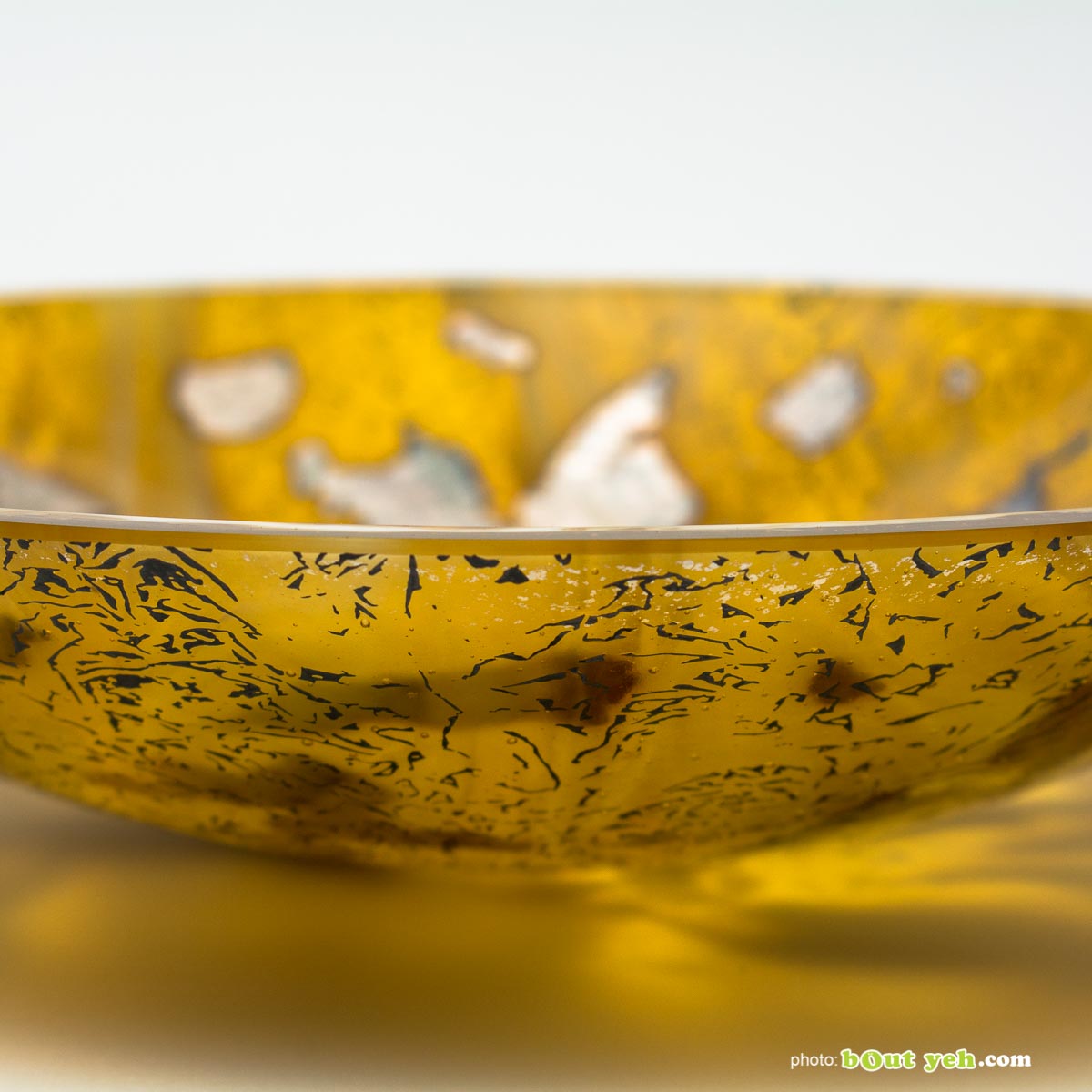 Spherical bullseye amber glass bowl with infused silver by Keith Sheppard Irish glassware - photo 1626