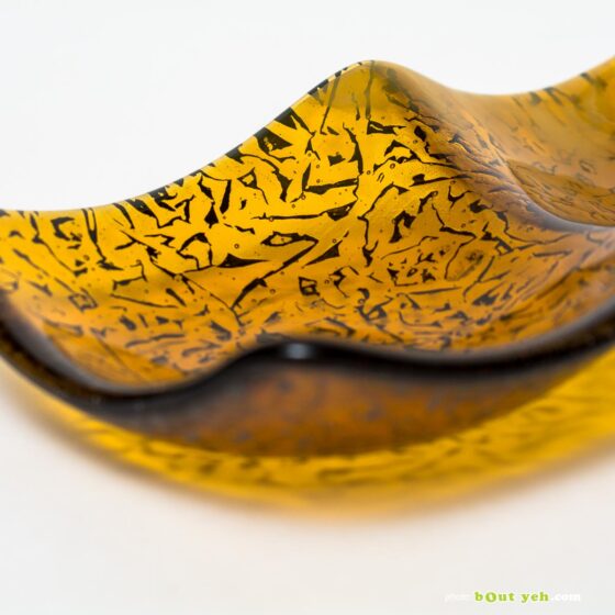 Streaky mid amber and white wisps hand made glass plate - Irish Glassware photo 1586
