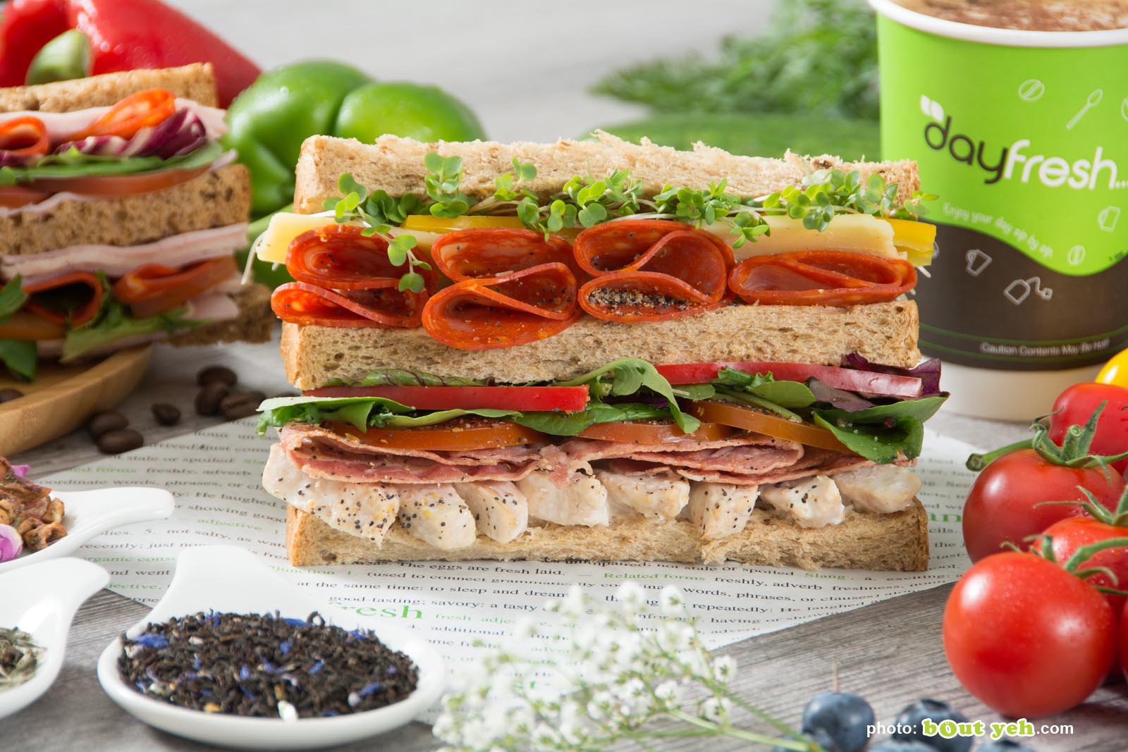 Food photographers Belfast portfolio photo 3188 - salami and watercress sandwich