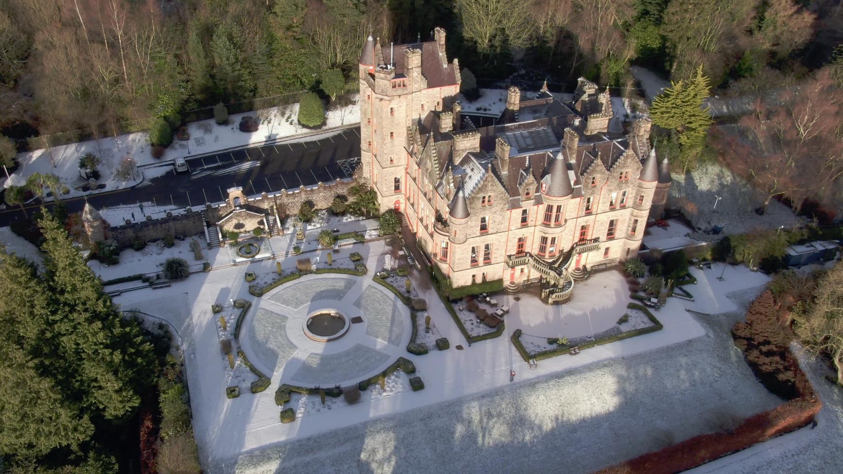 Video screenshot 4 of drone video of Belfast Castle in winter by Bout Yeh photography and video production Belfast and Northern Ireland