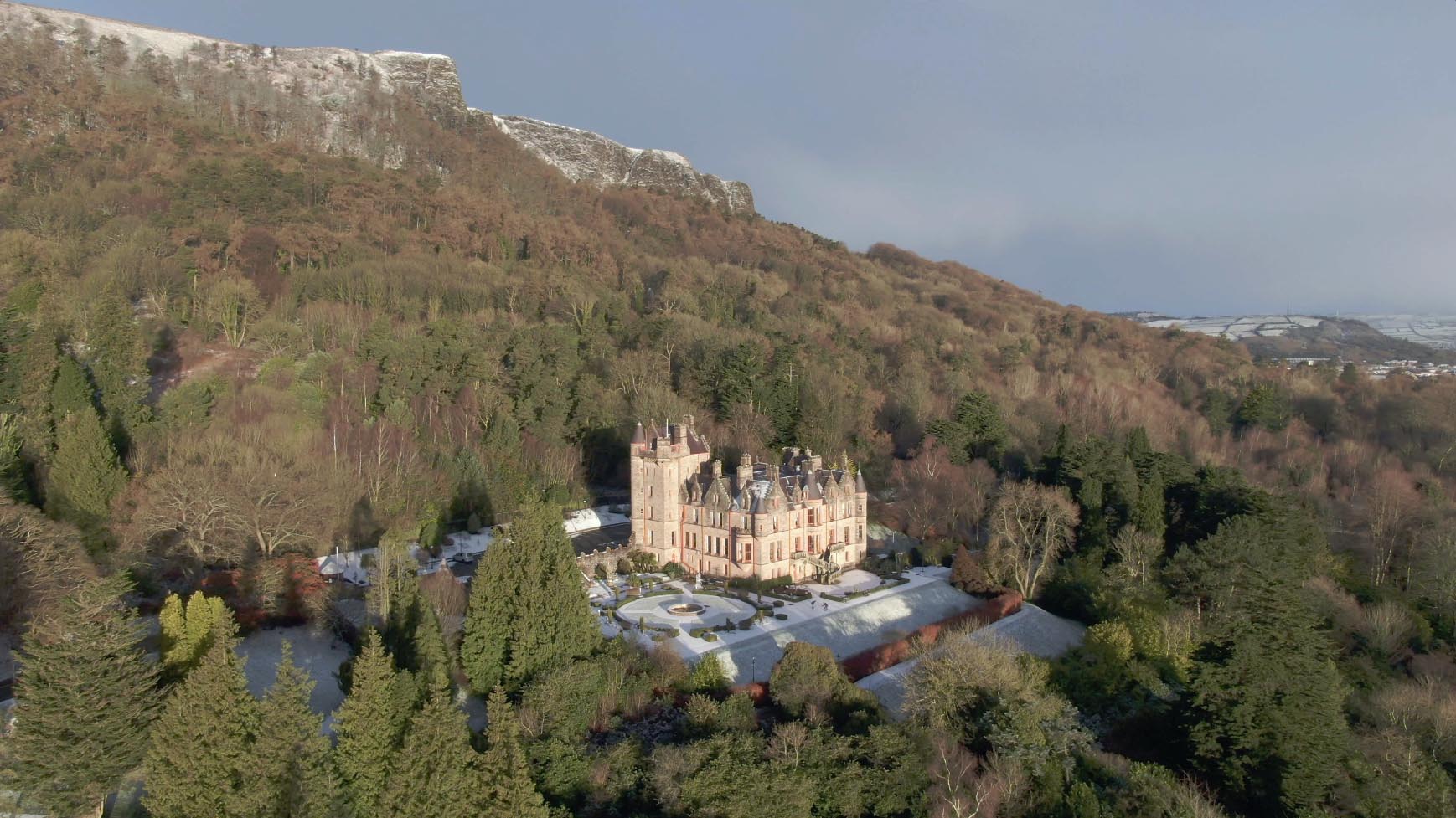 Video screenshot 6 of drone video of Belfast Castle in winter by Bout Yeh photography and video production Belfast and Northern Ireland